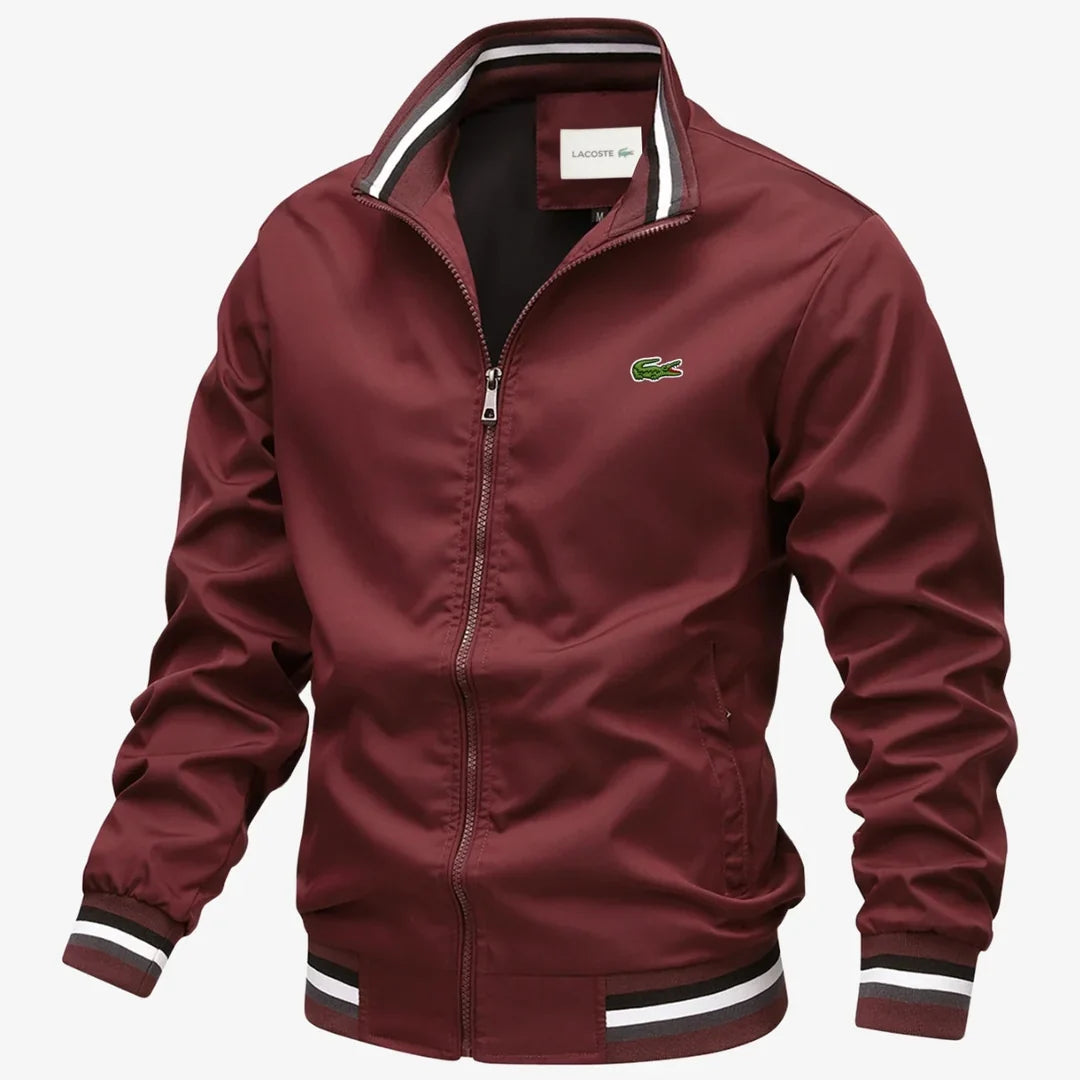 Men's Striped-Trim Zip Bomber Jacket