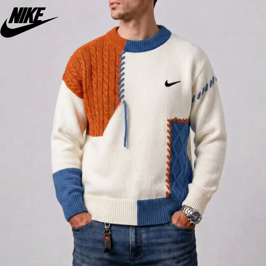 Patchwork Cable-Knit Sweater