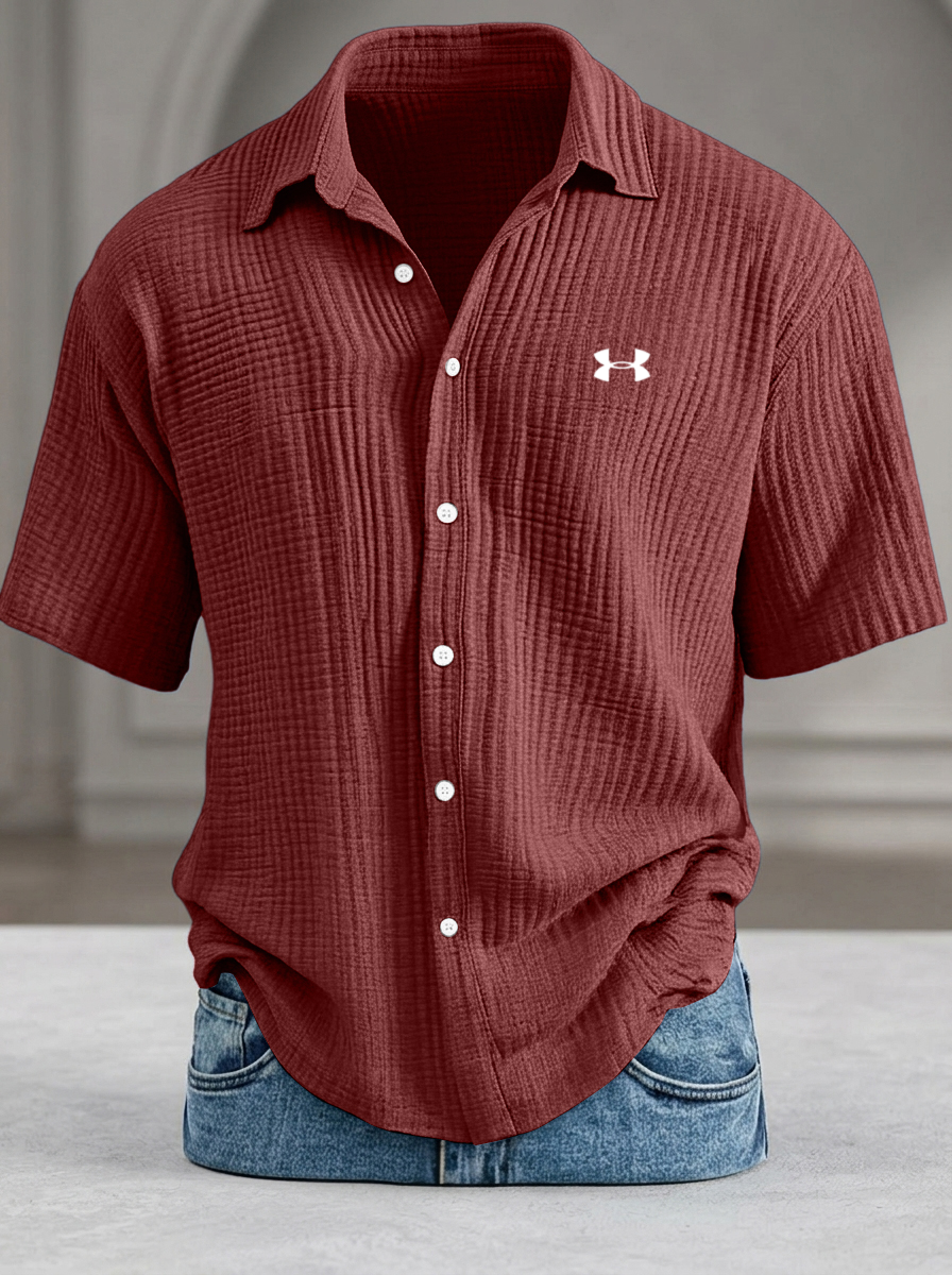 Men's Casual Loose-Fit Textured Short-Sleeve Shirt - LIQUIDATION PRICE
