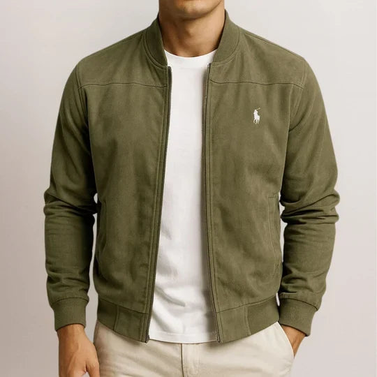 Men's Suede-Effect Zip Bomber Jacket