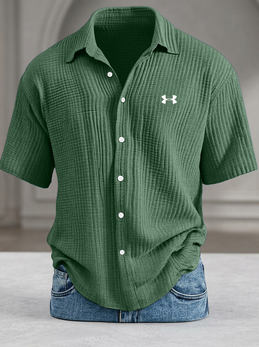 Men's Casual Loose-Fit Textured Short-Sleeve Shirt - LIQUIDATION PRICE