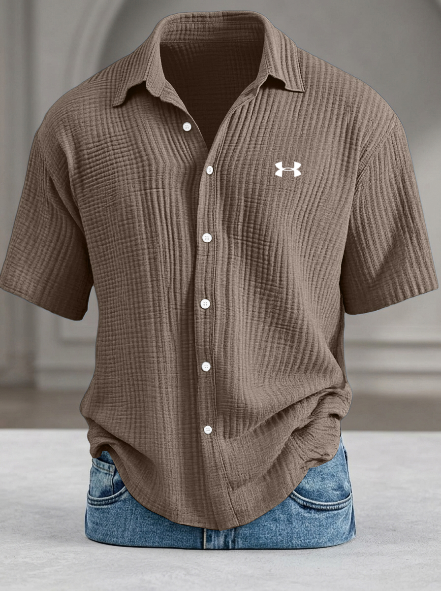 Men's Casual Loose-Fit Textured Short-Sleeve Shirt - LIQUIDATION PRICE