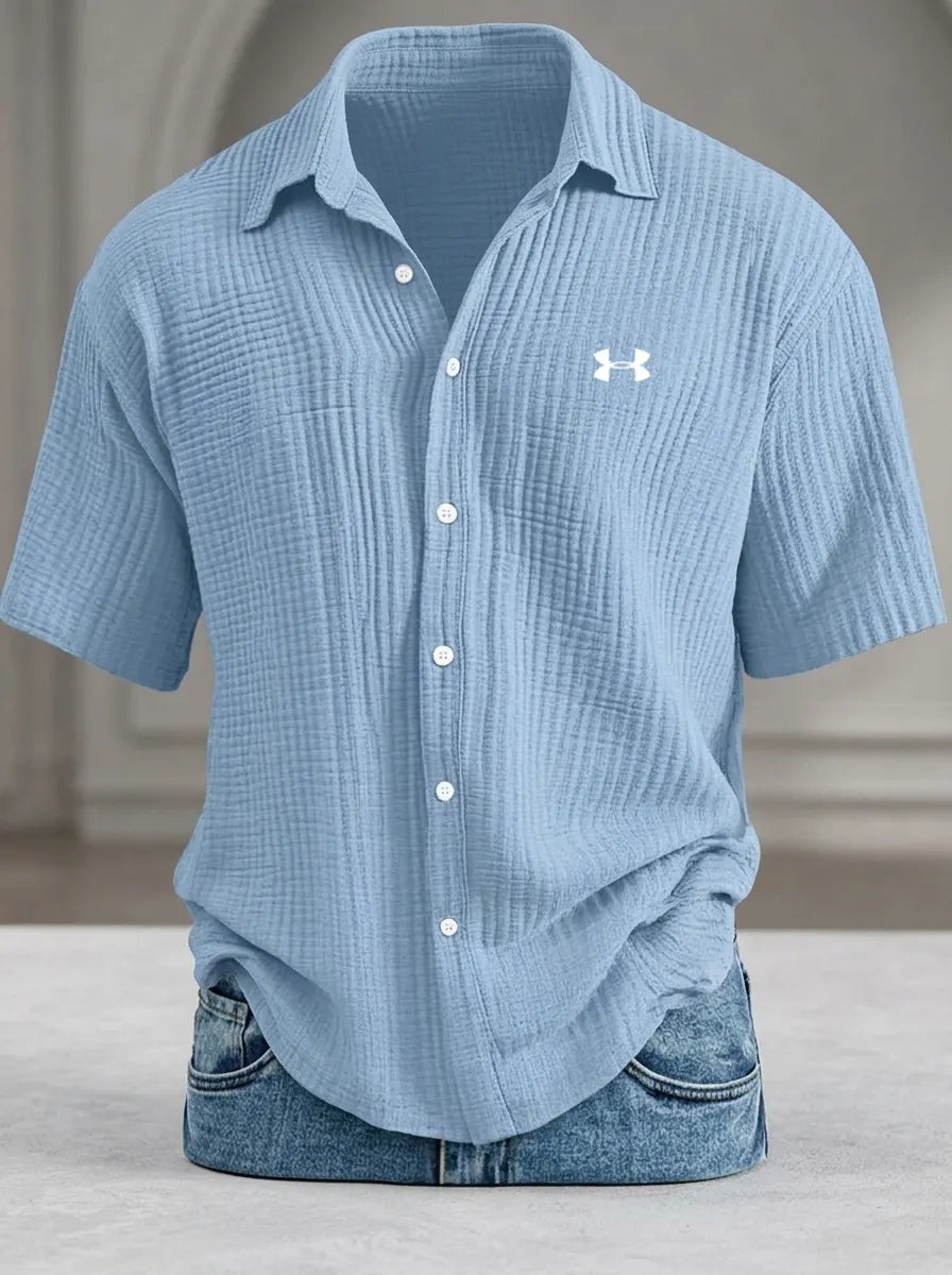 Men's Casual Loose-Fit Textured Short-Sleeve Shirt - LIQUIDATION PRICE
