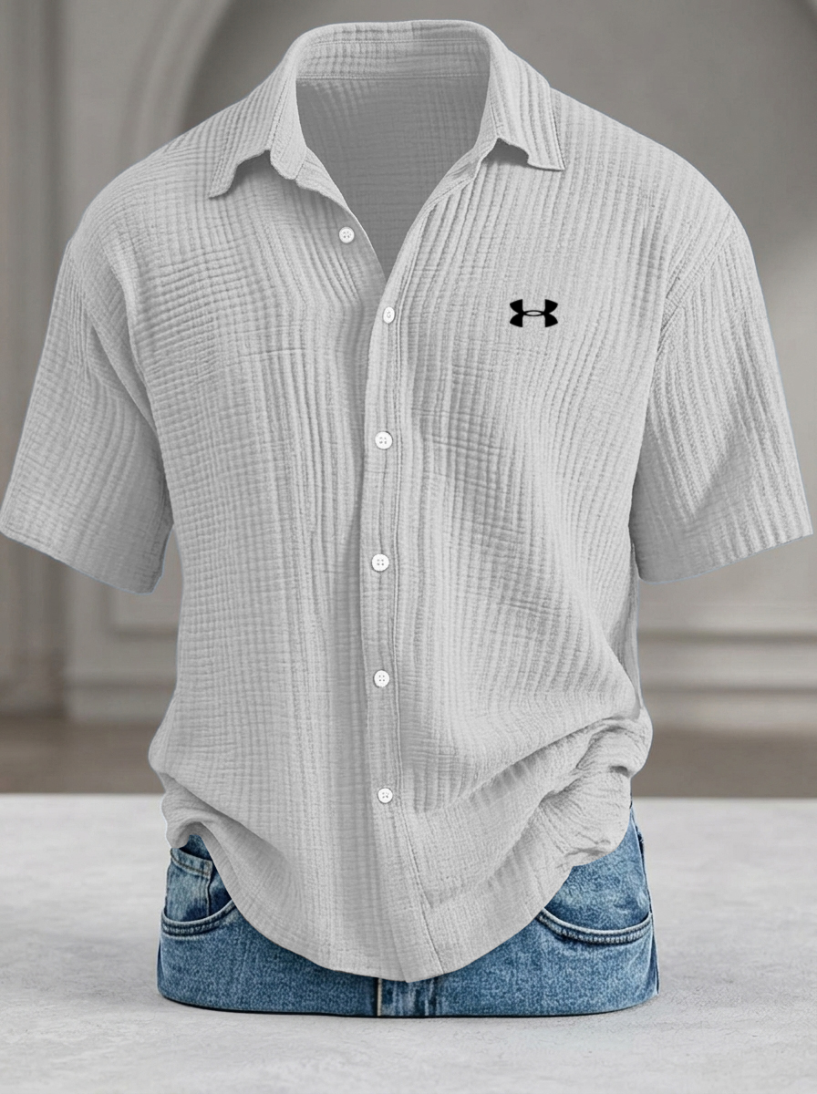 Men's Casual Loose-Fit Textured Short-Sleeve Shirt - LIQUIDATION PRICE