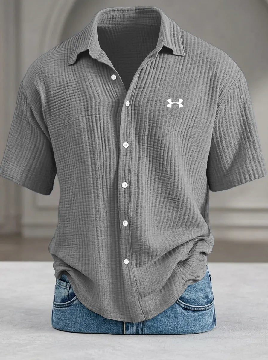 Men's Casual Loose-Fit Textured Short-Sleeve Shirt - LIQUIDATION PRICE