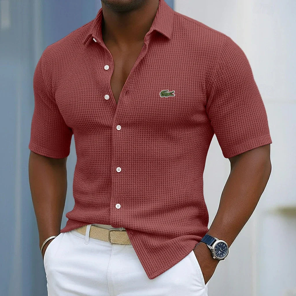 Men's Cotton Waffle Casual Short Sleeve Shirt — LIQUIDATION PRICE