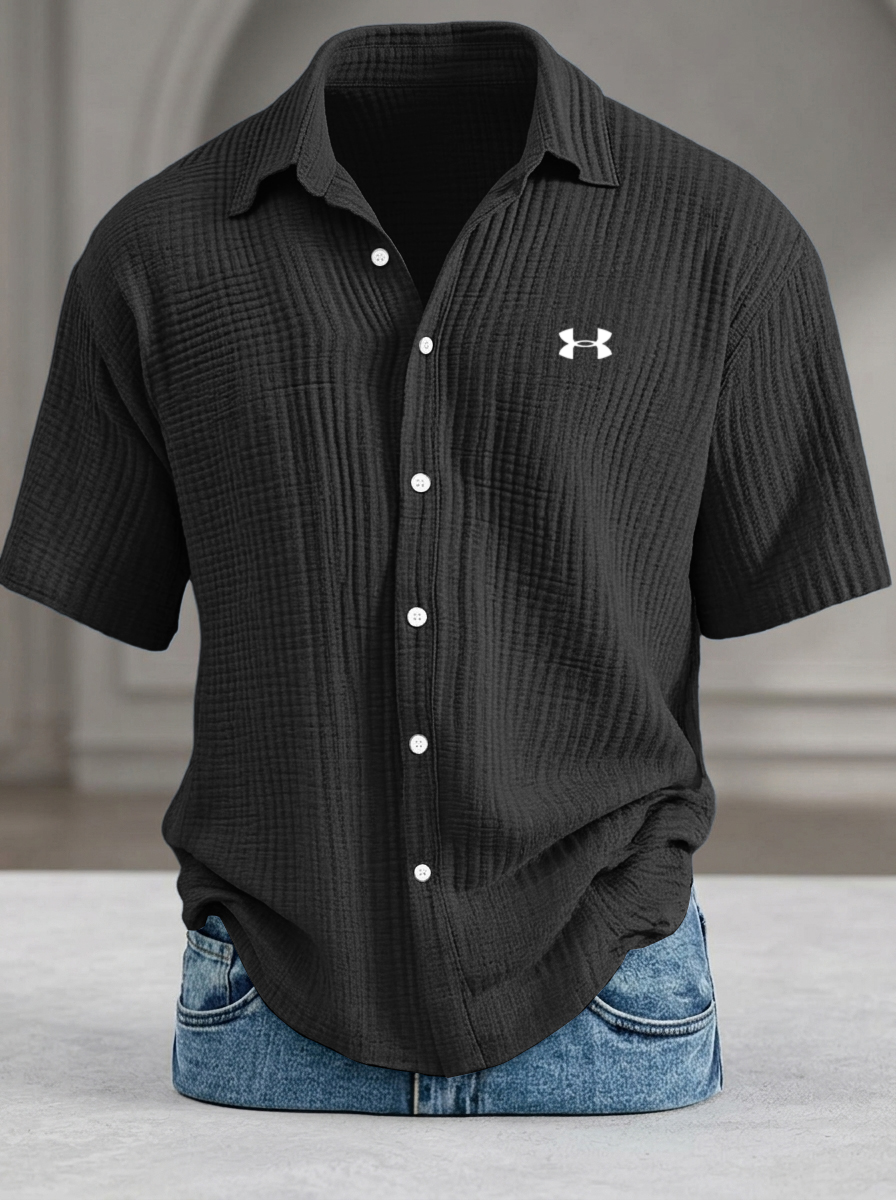 Men's Casual Loose-Fit Textured Short-Sleeve Shirt - LIQUIDATION PRICE