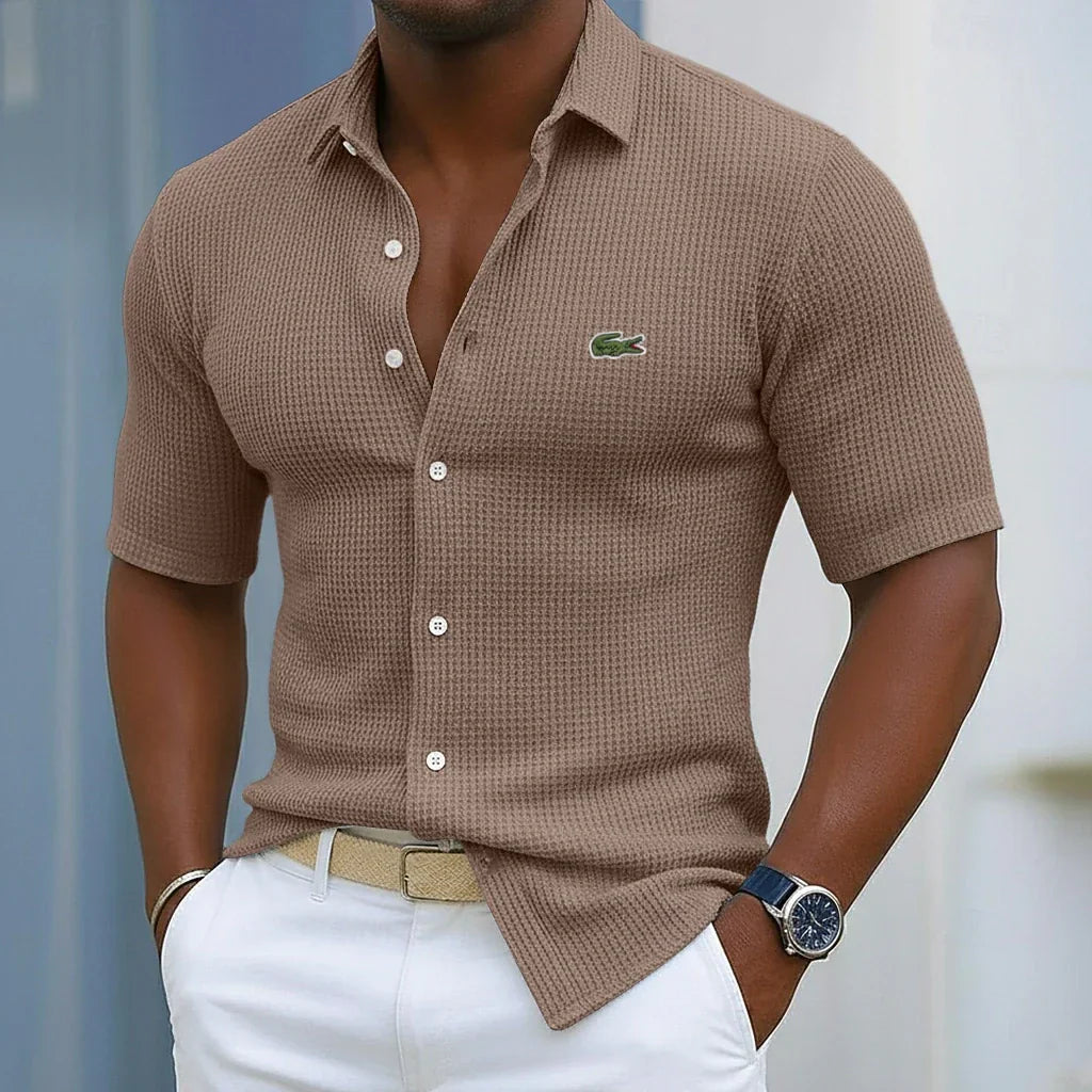 Men's Cotton Waffle Casual Short Sleeve Shirt — LIQUIDATION PRICE