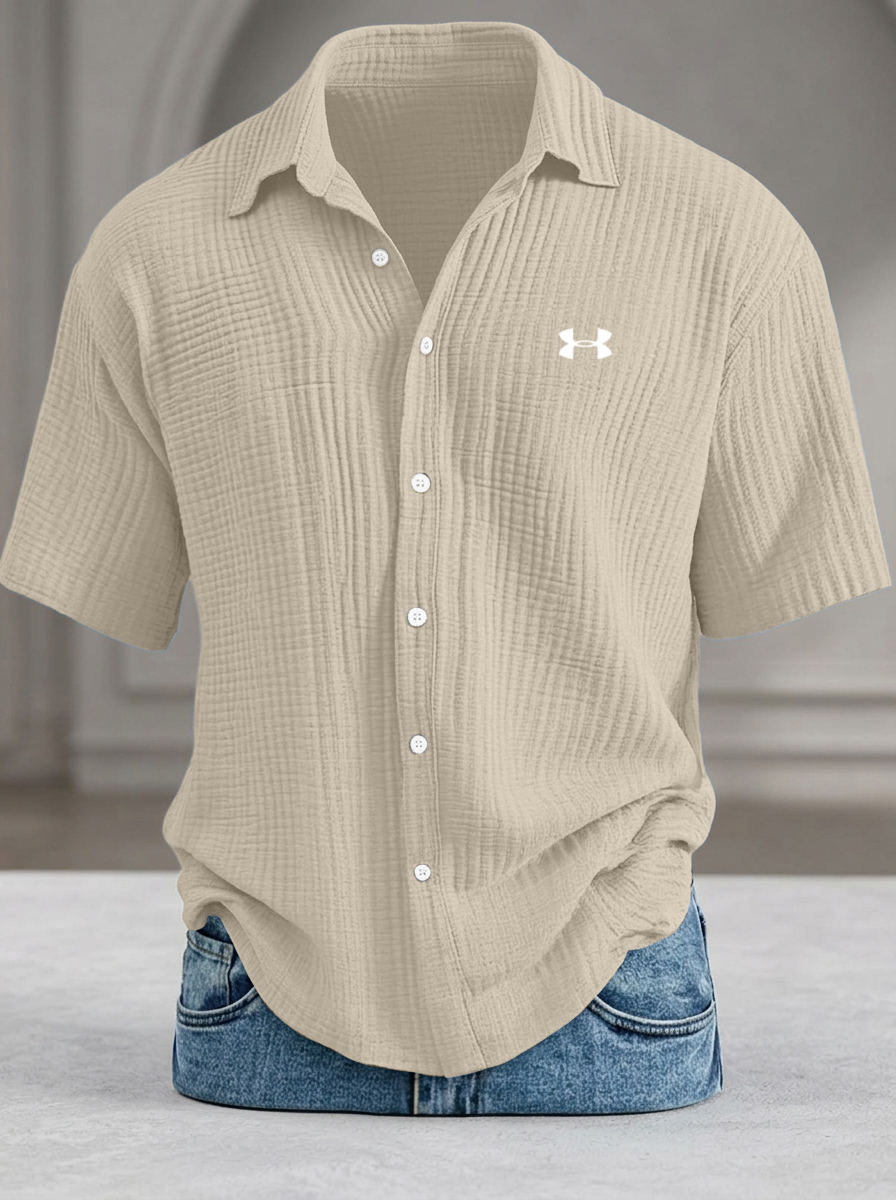 Men's Casual Loose-Fit Textured Short-Sleeve Shirt - LIQUIDATION PRICE