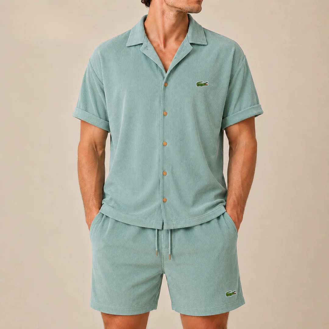 Corduroy Collar Shorts Set - LIQUIDATION PRICE
